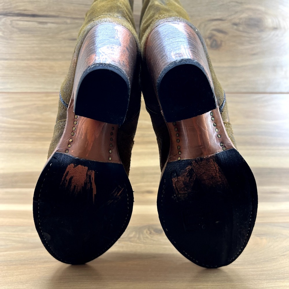 Pskaufman Boots 7 Crosswalk Tall Cap Toe Heeled Suede Pull On - Picture 8 of 12